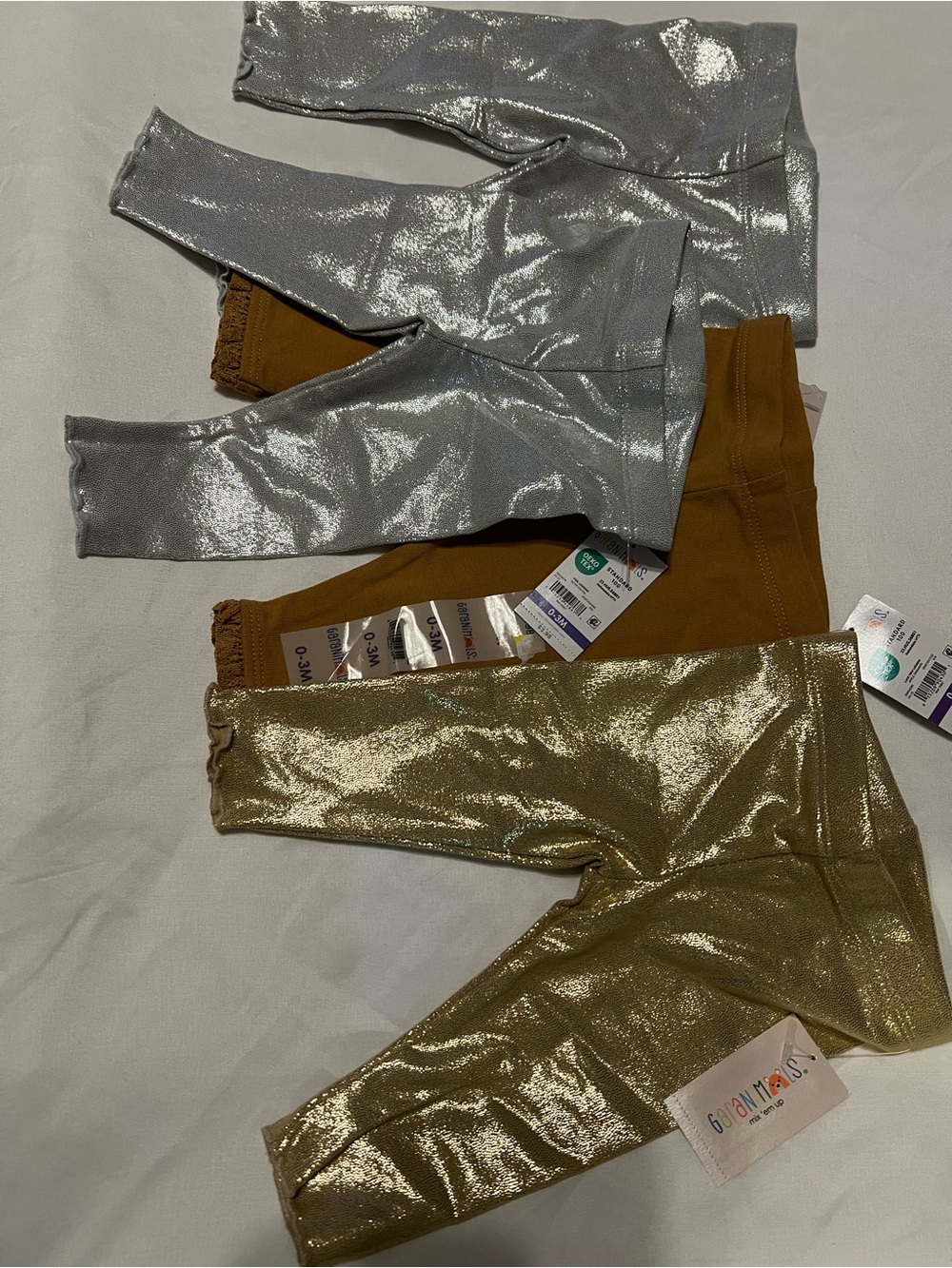 Garanimals Metallic Kids Leggings in Silver, Gold and Brown